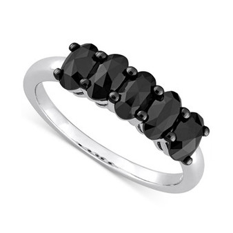 Black Diamond Oval Anniversary Ring (1-1/4 ct. t.w.) in 10k White Gold