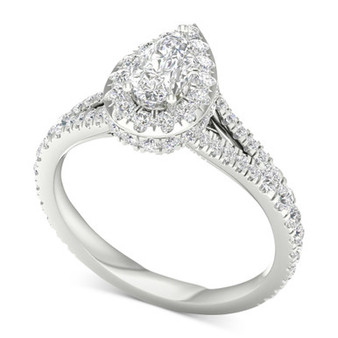 IGI Certified Diamond Pear Halo Engagement Ring (1-1/3 ct. t.w.) in Platinum