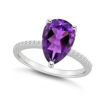 Women's Amethyst (2-3/4 ct.t.w.) and Diamond (1/10 ct.t.w.) Ring in Sterling Silver
