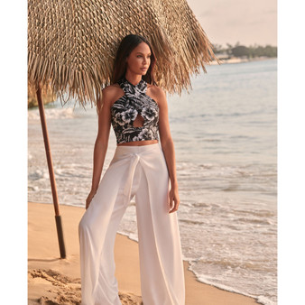 Women's Tie-Front Crepe Pants