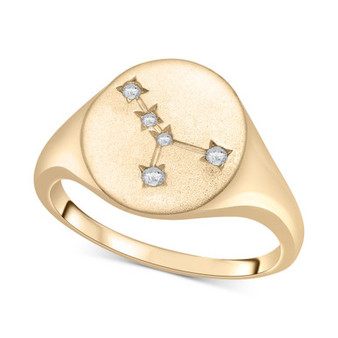 Diamond Cancer Constellation Ring (1/20 ct. t.w.) in 10k Gold, Created for Macy's