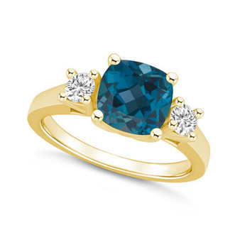 London Blue Topaz (2-3/4 ct. t.w.) and Diamond (1/3 ct. t.w.) Ring in 14K Yellow Gold