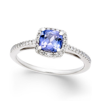 Tanzanite (5/8 ct. t.w.) and Diamond (1/8 ct. t.w.) Ring in 14k White Gold