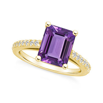 Amethyst (3-1/7 ct. t.w.) and Diamond (1/4 ct. t.w.) Ring in 14K Yellow Gold