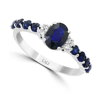 Sapphire (1-5/8 ct. t.w.) & Diamond (1/20 ct. t.w.) Ring in 14k White Gold