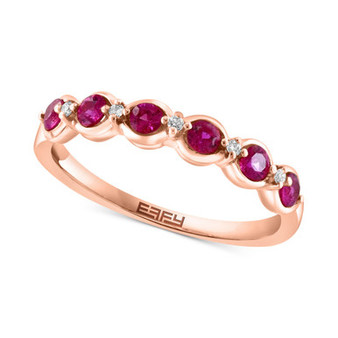 EFFY® Ruby (3/8 ct. t.w.) & Diamond (1/20 ct. t.w.) Ring in 14k Rose Gold-Plated Sterling Silver