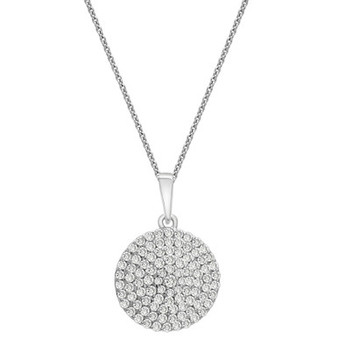 Diamond Circle Pendant Necklace (1/2 ct. t.w.) in 14k White Gold, 16" + 4" extender, Created for Macy's