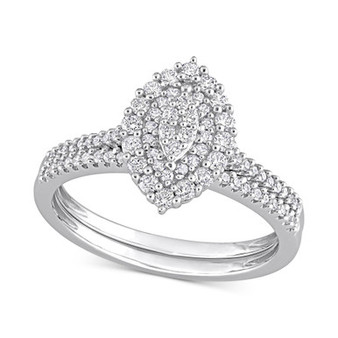 Diamond Halo Cluster Bridal Set (1/2 ct. t.w.) in 14k White Gold