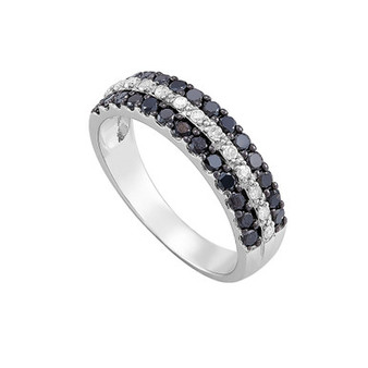 Black and White Diamond (3/4 ct. t.w.) band ring in Sterling Silver
