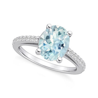 Aquamarine (2-1/2 ct. t.w.) and Diamond (1/4 ct. t.w.) Ring in 14K White Gold