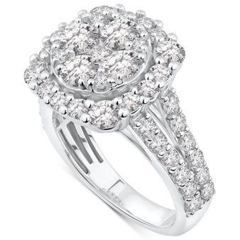Diamond Halo Cluster Engagement Ring (3 ct. t.w.) in 14k White Gold