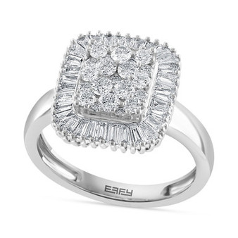EFFY® Diamond Halo Cluster Ring (1 ct. t.w.) in 14k White Gold