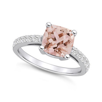 Morganite (2 Ct. T.W.) and Diamond (1/3 Ct. T.W.) Ring in 14K White Gold