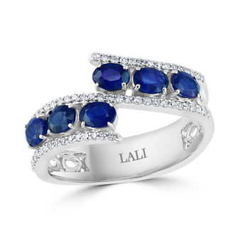 Sapphire (1-1/3 ct. t.w.) & Diamond (1/5 ct. t.w.) Bypass Ring in 14k White Gold