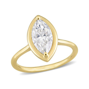 Moissanite in 10K Gold Marquise Solitaire Engagement Ring