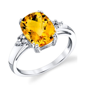 Citrine (2-3/4 ct. t.w.) & Diamond (1/20 ct. t.w.) Ring in Sterling Silver