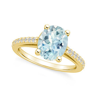 Aquamarine (2-1/2 ct. t.w.) and Diamond (1/4 ct. t.w.) Ring in 14K Yellow Gold