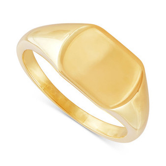 Polished Rounded-Edge Rectangle Signet Ring in 10k Gold