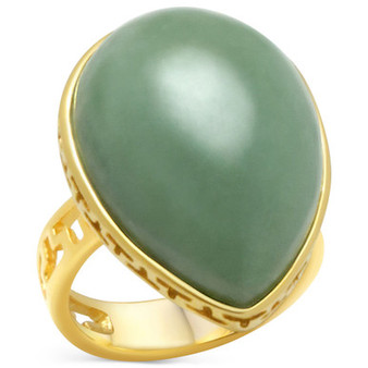 Dyed Green Jade Cabochon Statement Ring in 14k Gold-Plated Sterling Silver