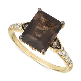 Chocolate Quartz (3-1/10 ct. t.w.) & Diamond (1/4 ct. t.w.) Ring in 14k Gold