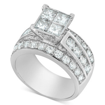 Diamond Princess Cluster Channel-Set Engagement Ring (3 ct. t.w.) in 14k White Gold