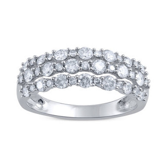 Diamond Three Row Ring (1 ct. t.w.) in 14k White Gold
