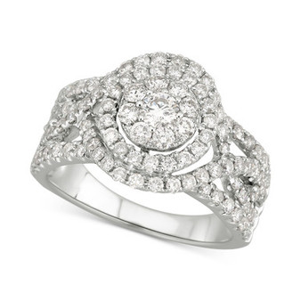 Diamond Halo Openwork Engagement Ring (1-1/2 ct. t.w.) in 14k White Gold