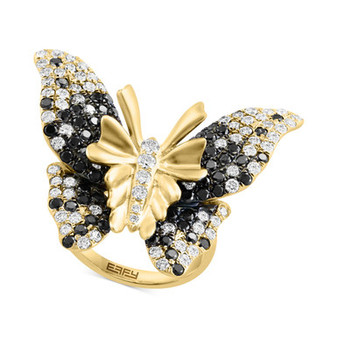 EFFY® Black Diamond (1-1/3 ct. t.w.) & White Diamond (1-1/2 ct. t.w.) Butterfly Statement Ring in 14k Gold