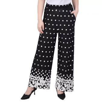 Petite Wide Leg Pull On Pants