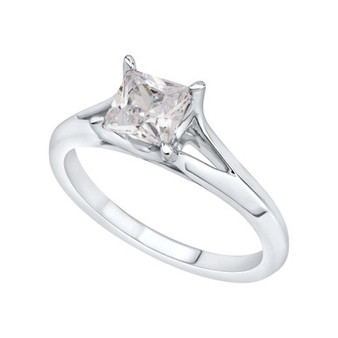 GIA Certified Diamond Princess Solitaire Engagement Ring (1 1/2 ct. t.w.) in 14K White Gold