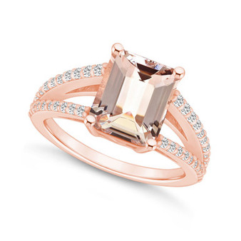 Morganite and Diamond Accent Ring in 14K Rose Gold