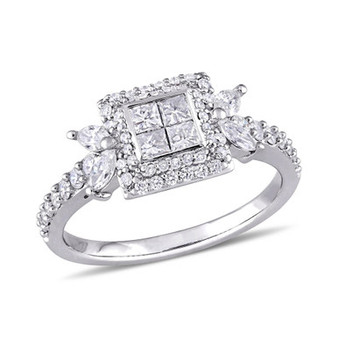 Princess- Cut Certified Diamond (1 ct. t.w.) Quad Halo Engagement Ring in 14k White Gold