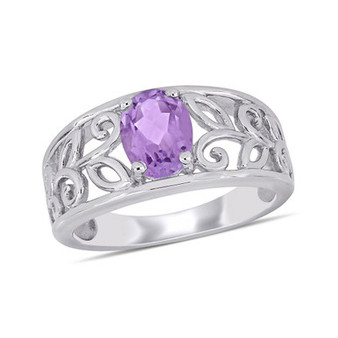 Amethyst (1 ct. t.w.) Oval Filigree Sterling Silver Ring