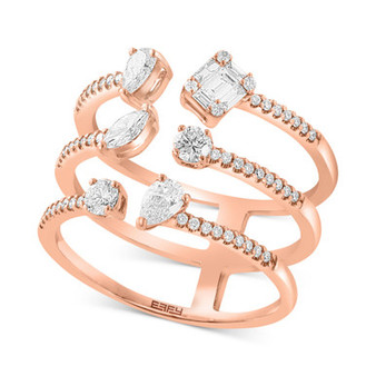 EFFY® Diamond Multi-Cut Triple Row Cuff Ring (3/4 ct. t.w.) in 14k Rose Gold