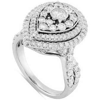 Diamond Teardrop Halo Cluster Ring (2 ct. t.w.) in 10k White Gold