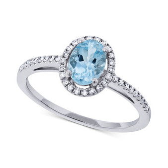Aquamarine (5/8 ct. t.w.) & Diamond (1/6 ct. t.w.) Ring in 14k White Gold