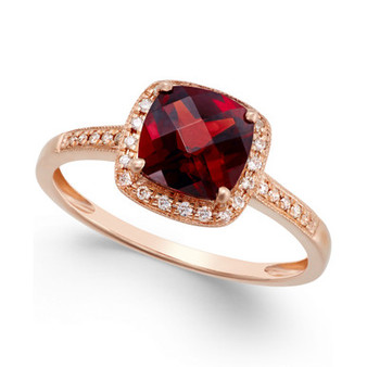 Garnet (2-1/4 ct. t.w.) and Diamond Accent Ring in 14k Rose Gold