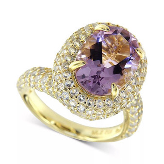 Pink Amethyst (5 ct. t.w.) & White Topaz (3-7/8 ct. t.w.) Swirl Ring in 14k Gold-Plated Sterling Silver (Also in Blue Topaz)