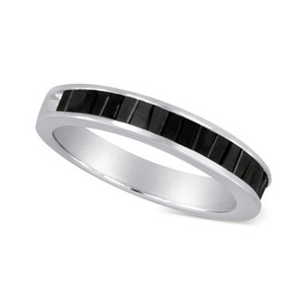 Sterling Silver Ring, Black Diamond Baguette Ring (1/2 ct. t.w.)