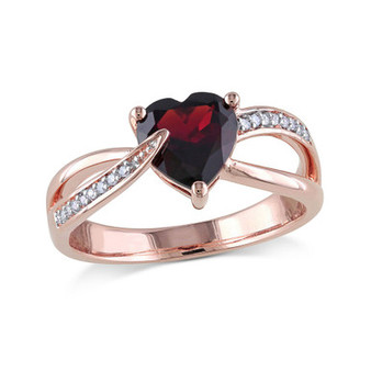 Garnet and Diamond Heart Ring