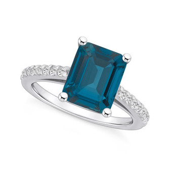 London Blue Topaz (4-1/4 ct. t.w.) and Diamond (1/4 ct. t.w.) Ring in 14K White Gold
