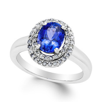 Tanzanite (1-1/2 ct. t.w.) and Diamond (1/3 ct. t.w.) Ring in 14k White Gold