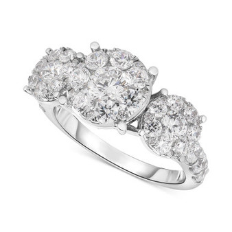 Diamond Triple Halo Cluster Engagement Ring (2 ct. t.w.) in 14k White Gold