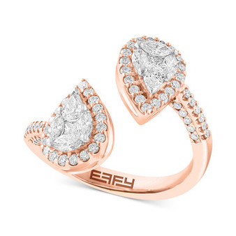 EFFY® Diamond Multi-Cut Halo Cluster Bypass Ring (1-1/6 ct. t.w.) in 14k Rose Gold