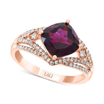 Rhodolite (2-7/8 ct. t.w.) & Diamond (1/3 ct. t.w.) Ring in 14k Rose Gold