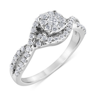 Diamond Halo Twist Ring (5/8 ct. t.w.) in 14k White Gold