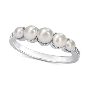 Cultured Freshwater Pearl (3-4-1/2mm) & Diamond Accent Ring in 14k White Gold