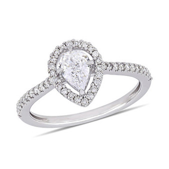 Pear-Cut Floating Certified Diamond (3/4 ct. t.w.) Halo Engagement Ring in 14k White Gold