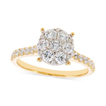 Diamond Cluster Engagement Ring (1 ct. t.w.) in 14k Two-Tone Gold