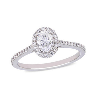 Oval Certified Diamond (3/4 ct. t.w.) Halo Engagement Ring in 14k White Gold